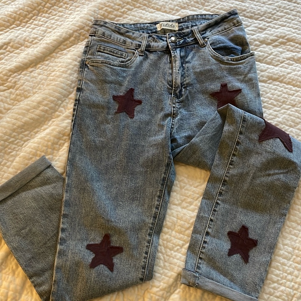 Listicle jeans from boutique with star patches